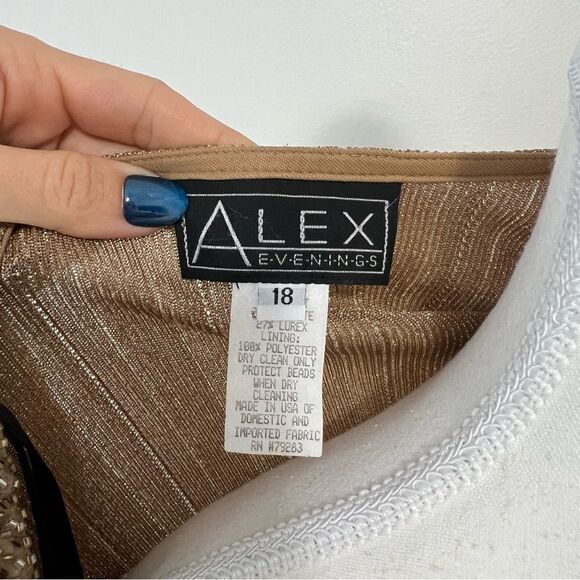 Alex Evenings Gold Shimmer Open Front Cardigan Jacket Plus Size 18 Beaded Trim - Picture 6 of 7